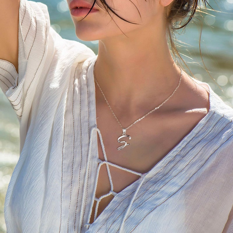 EUDORA Sterling Silver Initial Necklaces for Women, S Letters Alphabet Personalized Charm Pendant Initial Necklace with 18inch O-Ring Chain, S - Image 4